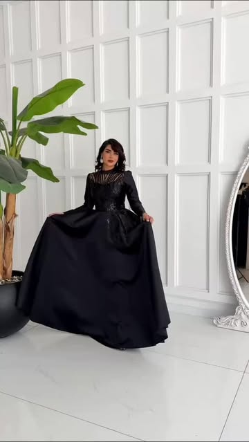 پیراهن مجلسی ساتن و پولک ترک مدل  ترمه