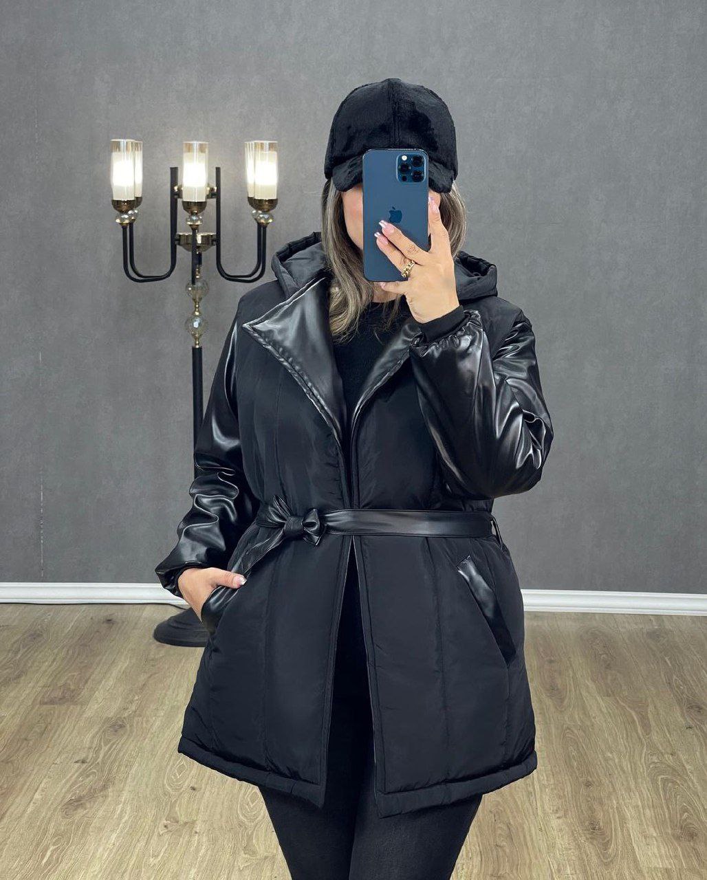 کاپشن آستین چرم اسرا