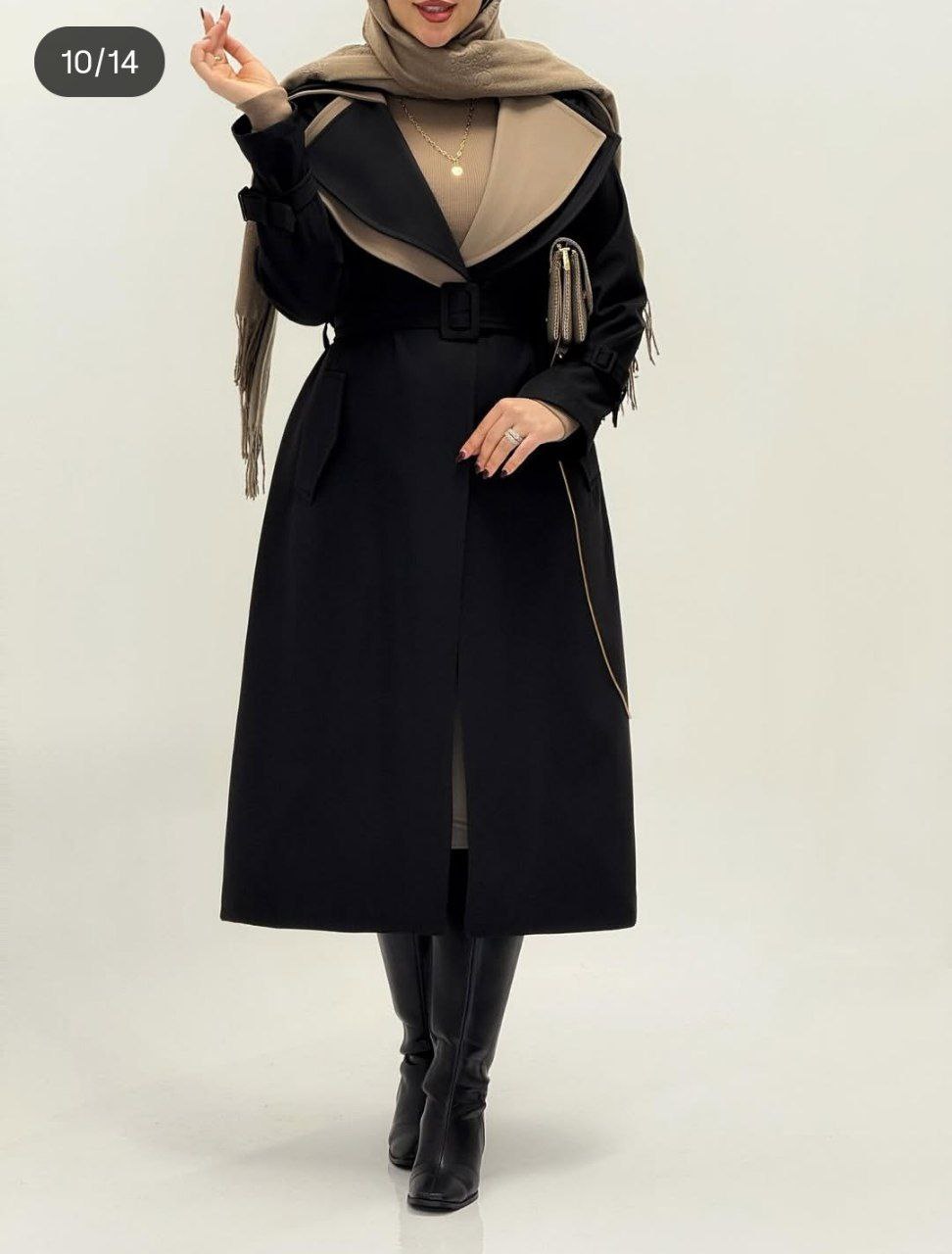 بارانی بلند کتان دوبقه