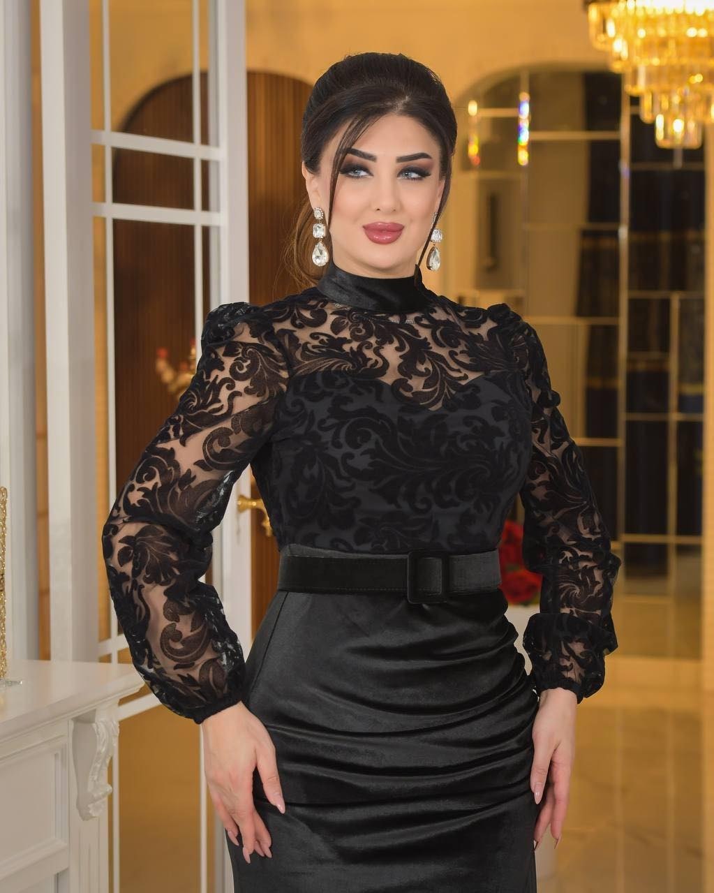 پیراهن مخمل و فلوک برجسته پارمیس