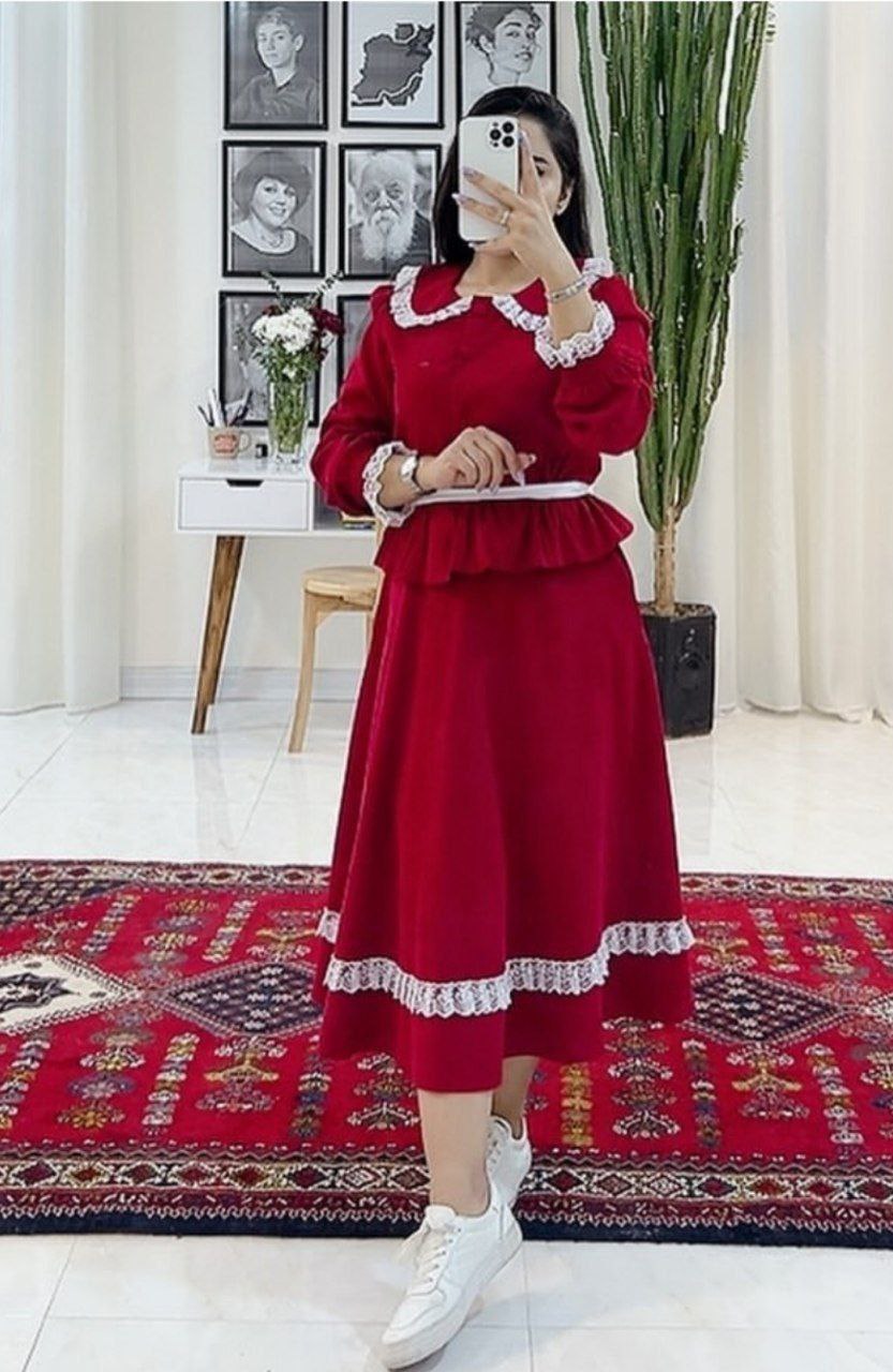 پیراهن کتان سلدایی انارگل