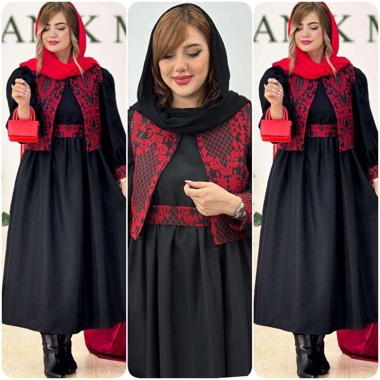 سه تیکه جلیقه و سارافون و کمربند کوپرا درجه یک و تافته  دینا