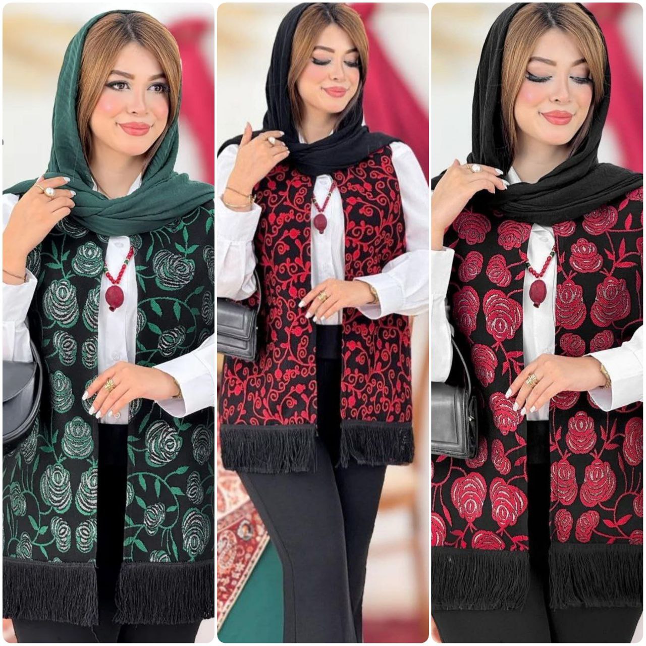 ژیله تافته سوزن دوزی  و ریش آشوربا