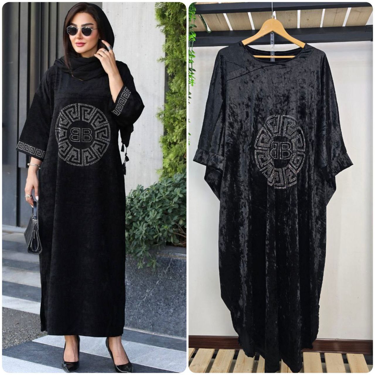 مانتو عبایی مخمل کره ای ورساچه