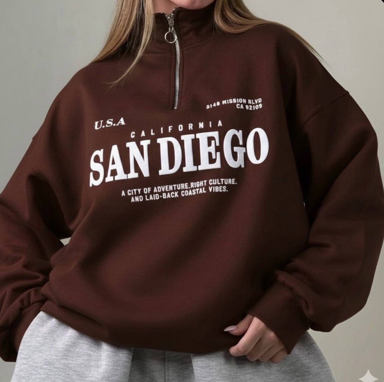 دورس نیم زیپ پنبه توکرکی SANDIEGO