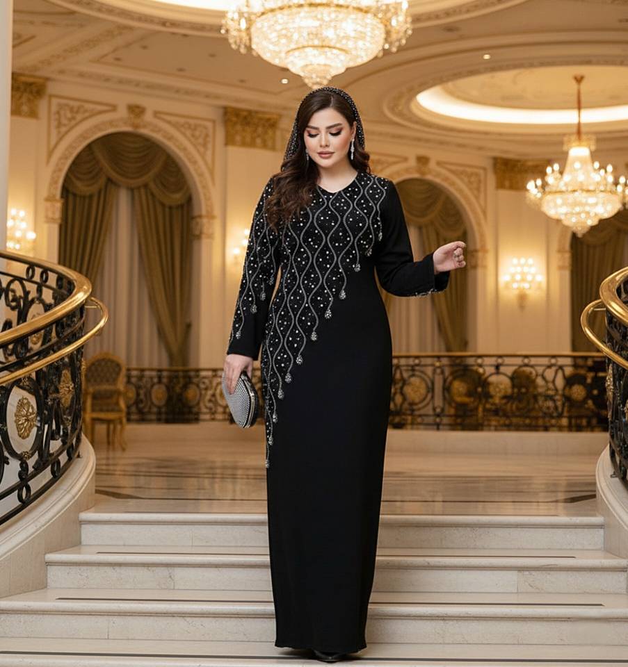 ماکسی مجلسی دالقیچ سنگ دوزی تندیس تا سایز 60