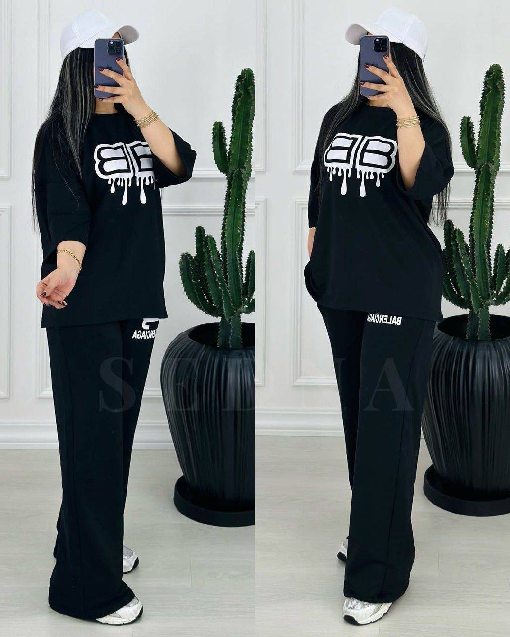 ست تیشرت  شلوار ویسکوز  پنبه  فول کش  BB