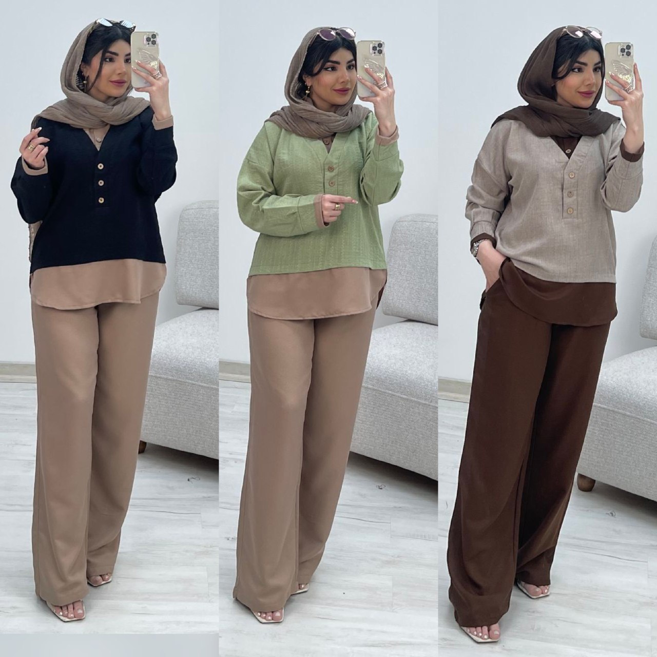 ست شومیز شلوار شانتون و لنین  تابستانه خنک  صنم