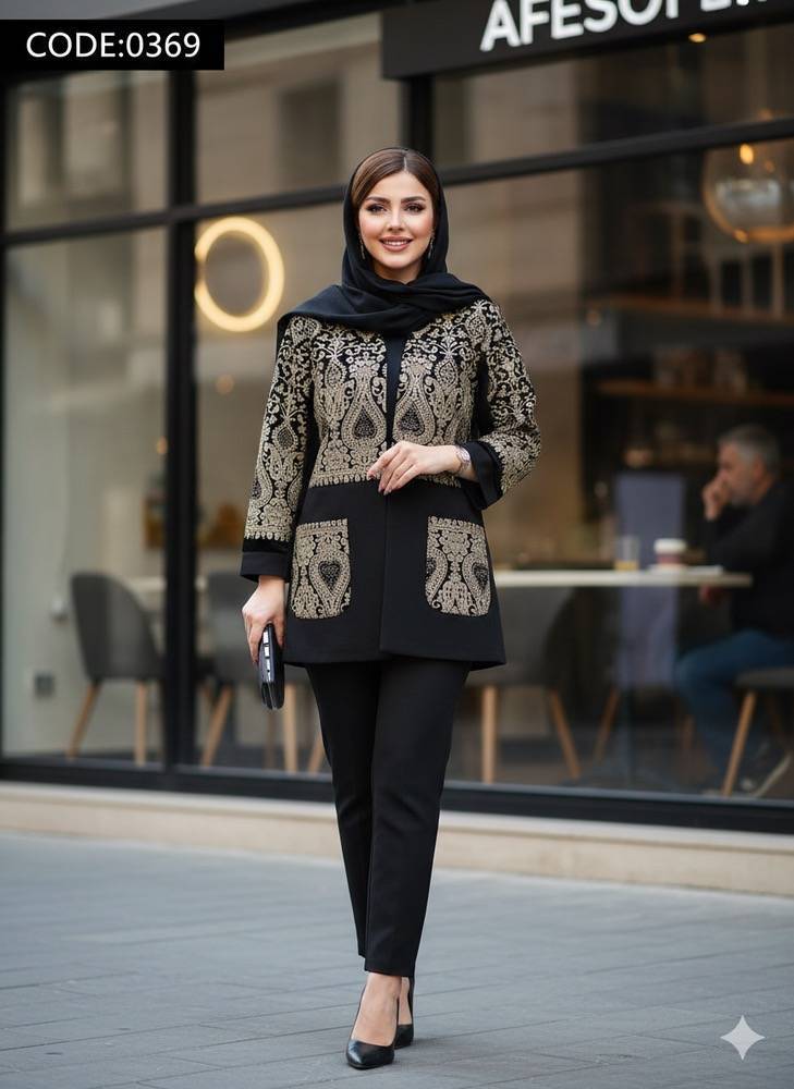 مانتو کتی شانتون تایوان خرجکار گلدوزی اسلیمی