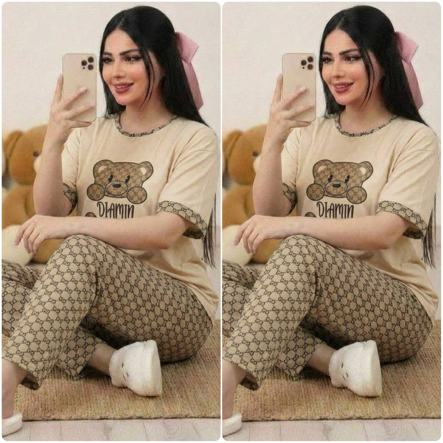 ست تبشرت شلوار پنبه گلکسی نسترن
