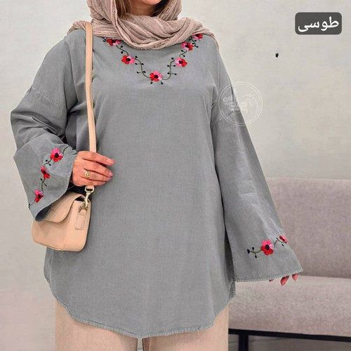 مانتو گلدوزی الیاف لنین آنزیم شور شده تبسم