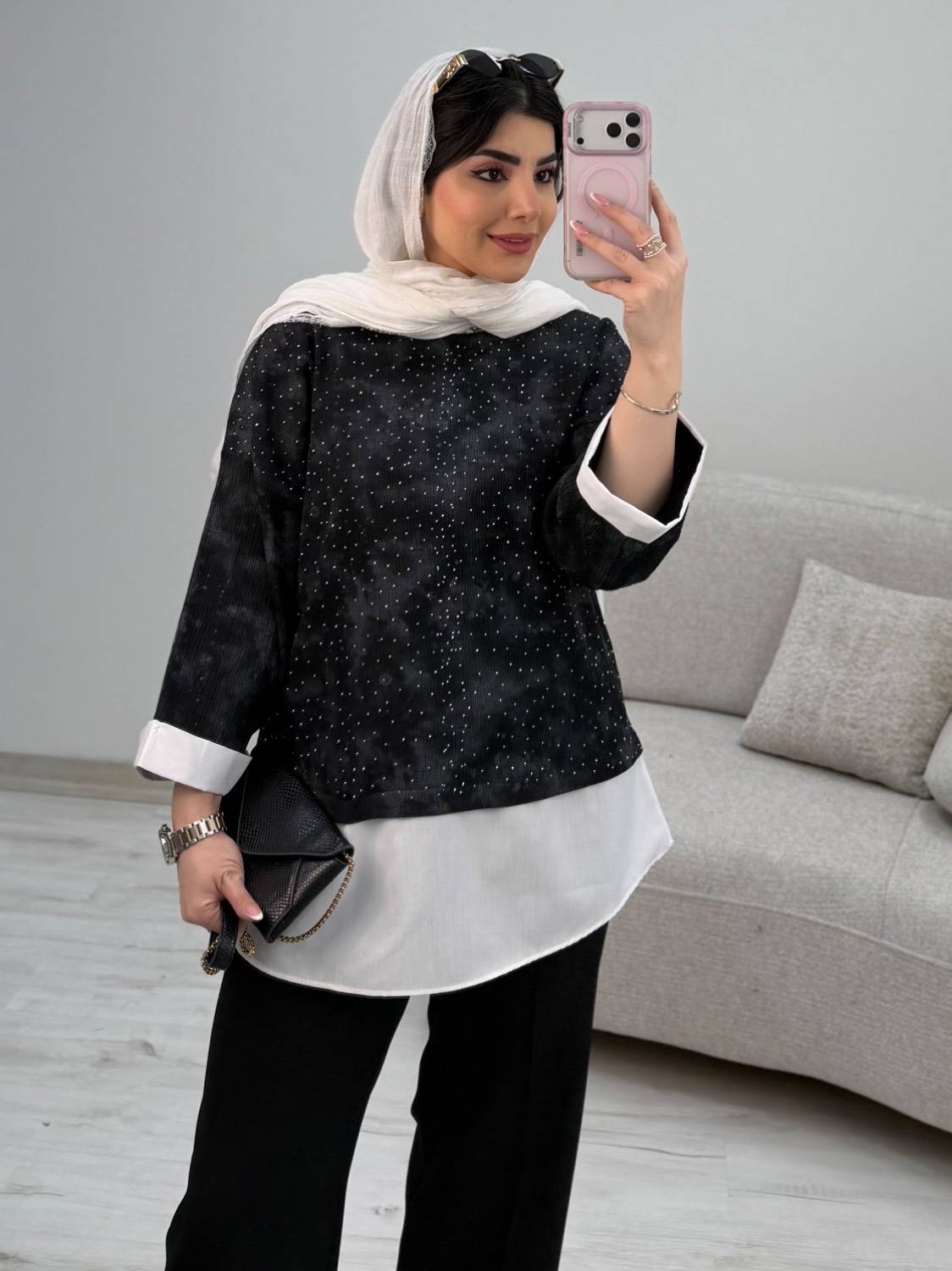 شومیز دینا نگین کوبی شده آدنا