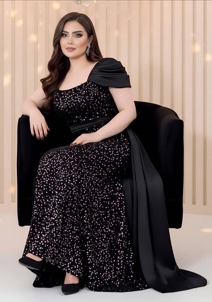 ماکسی مجلسی مخمل و پولک ساتن  مروارید