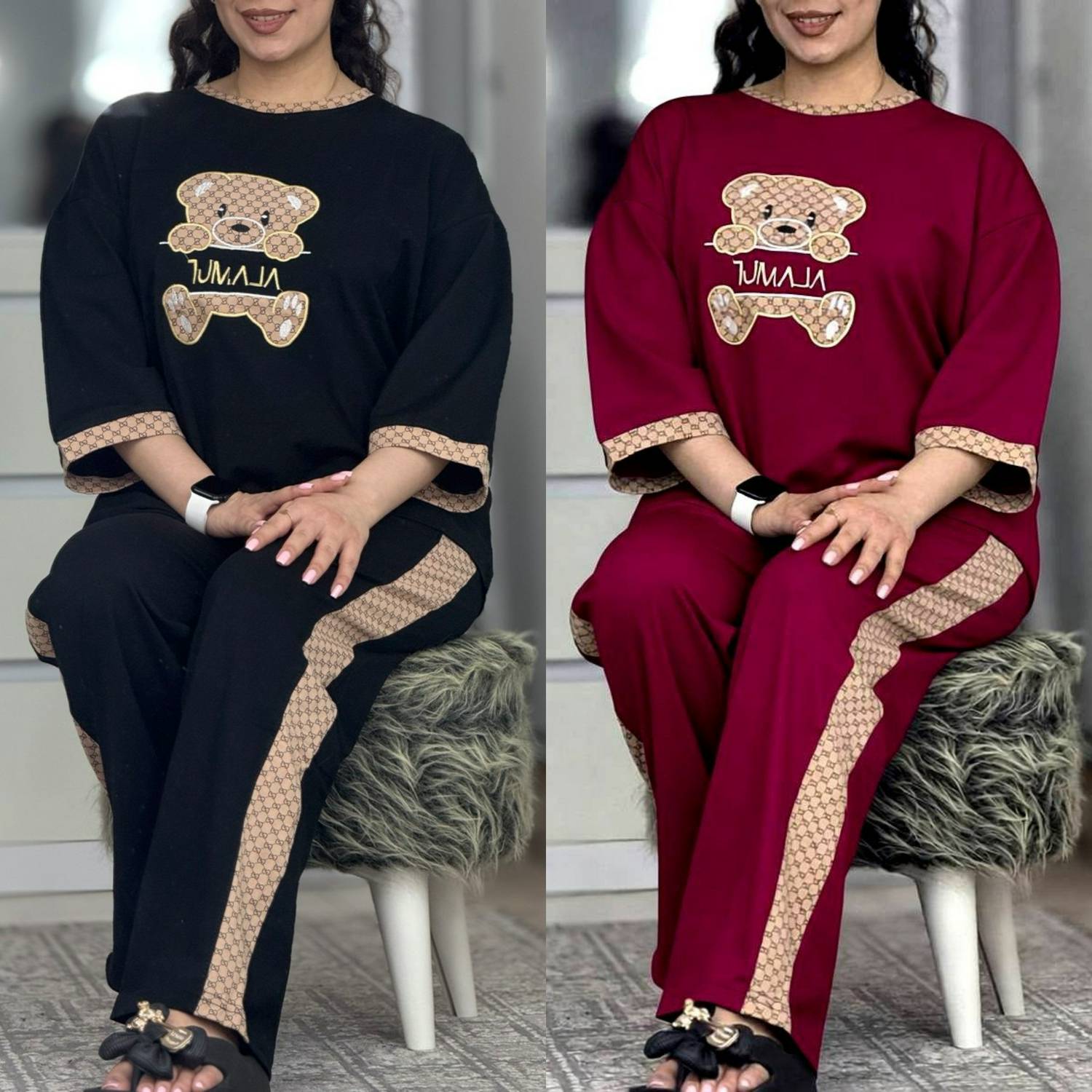 ست تیشرت شلوار پنبه گلکسی باکیفیت نسرین