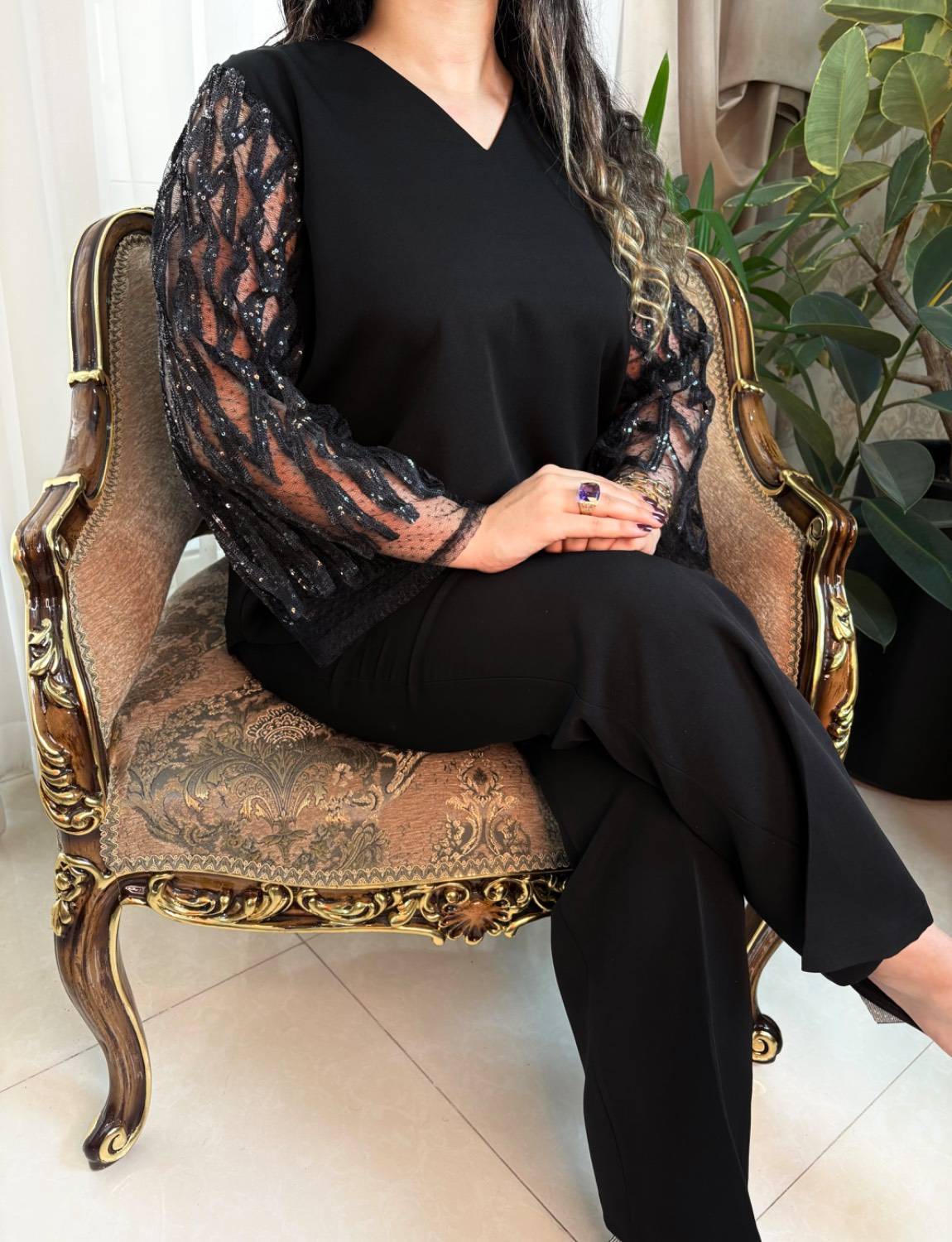 شومیز مجلسی زنانه  کرپ و گیپور وارداتی نایس