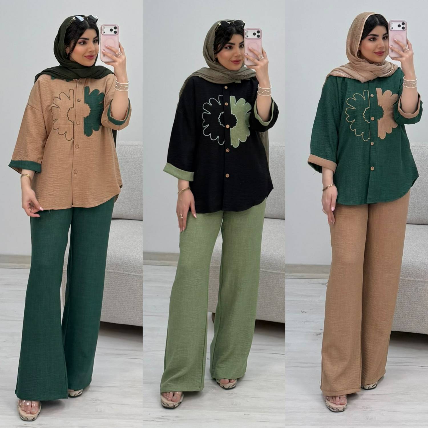 شومیز شلوار شانتون مدل آفتاب