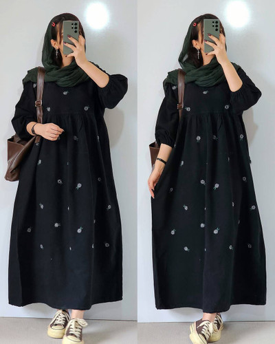 پیراهن لنینت درجه یک گلدوزی بابونه