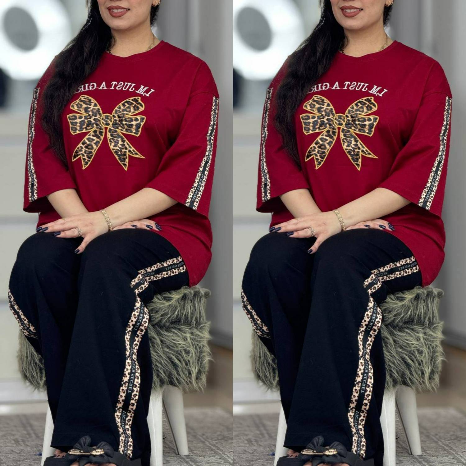 ست تیشرت شلوار پنبه گلکسی آسیه
