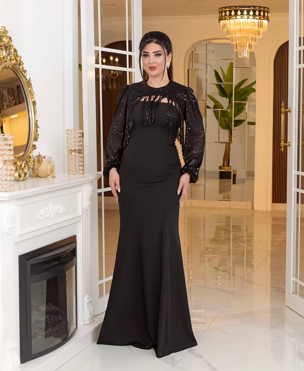 ماکسی مجلسی دکلته غواصی گرم بالا مدل سالومه
