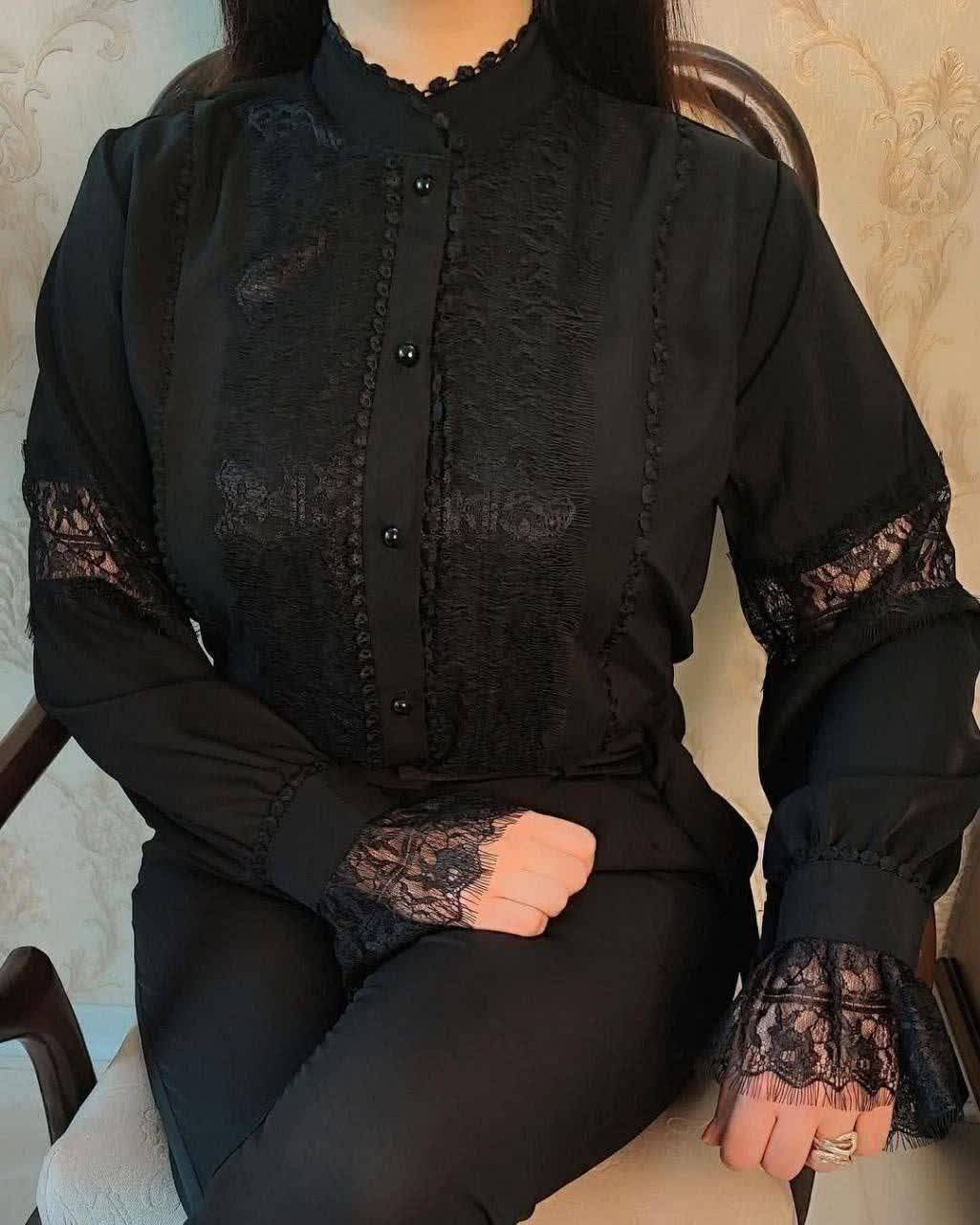 شومیز مجلسی الیزه نوار گیپور  لیا سایز ۳۶تا۶۲