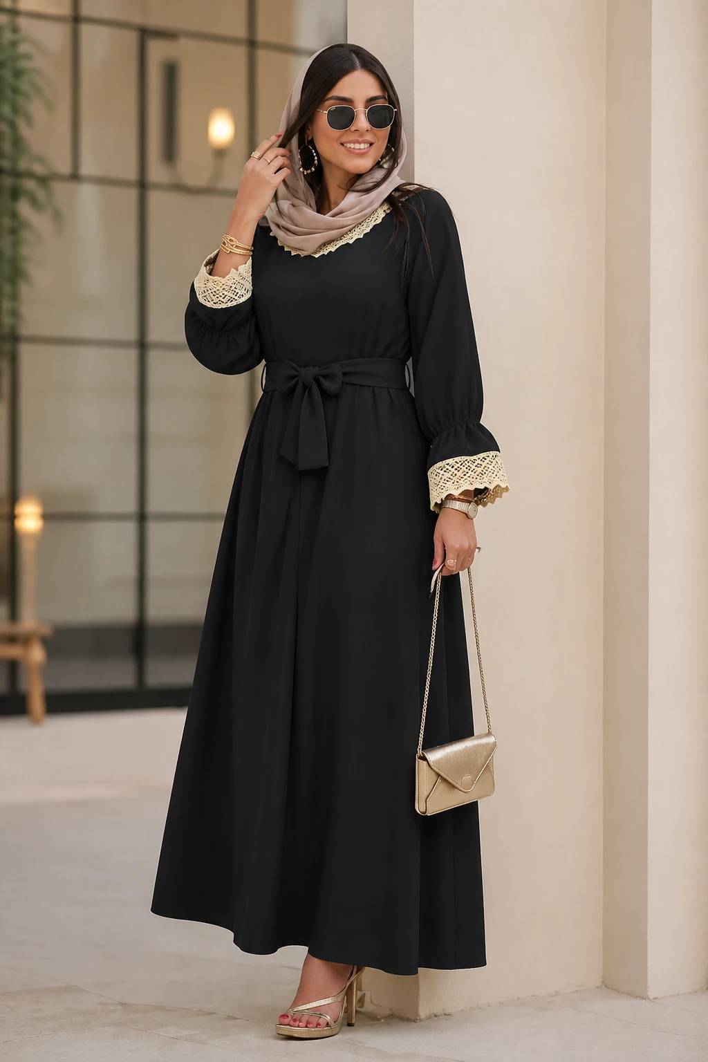پیراهن عبا الیزه اعلا یقه و آستین گیپور جدید کیوت و دلبر پریزاد