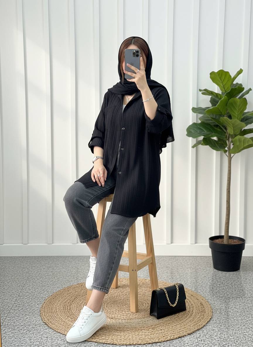 شومیز جیب دار کراش درجه یک  تبسم