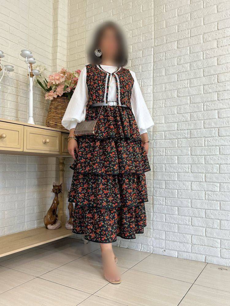 ست سه تیکه شومیز جلیفه و دامن لنین پلاس و بوگاتی  دنیز