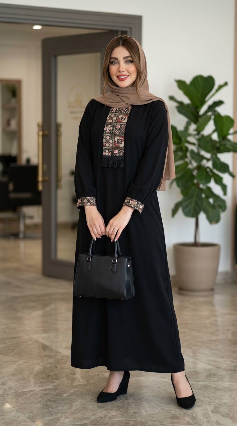 مانتو عبایی  الیزه جت بلک سورن دوزی  پروا