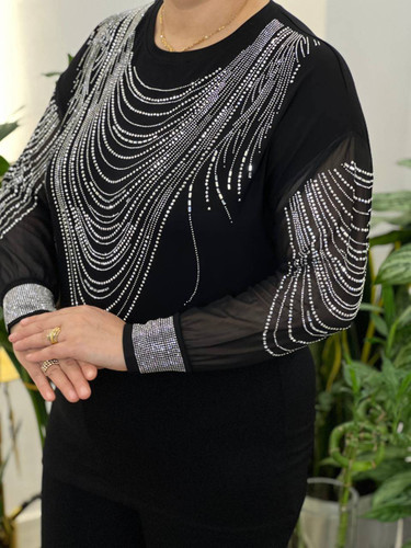 بلوز مجلسی وارداتی نخ ابریشم ویسکوز سایز بزرگ