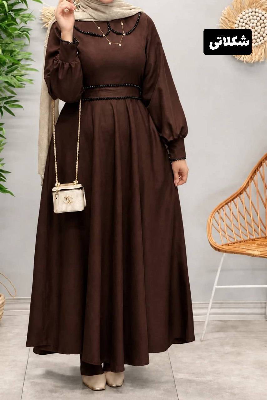 پیراهن بلند  پرطرفدار الیزه درجه یک خرجکار مروارید بانو