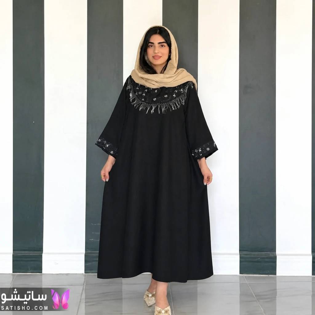 مانتو پیراهنی یقه زنجیری  شانتون خرجکار هندی
