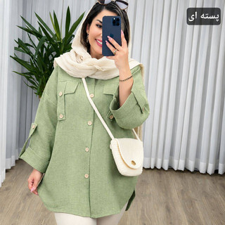 مانتو جیب صلیبی شانتون نخ خنک مدل هایده