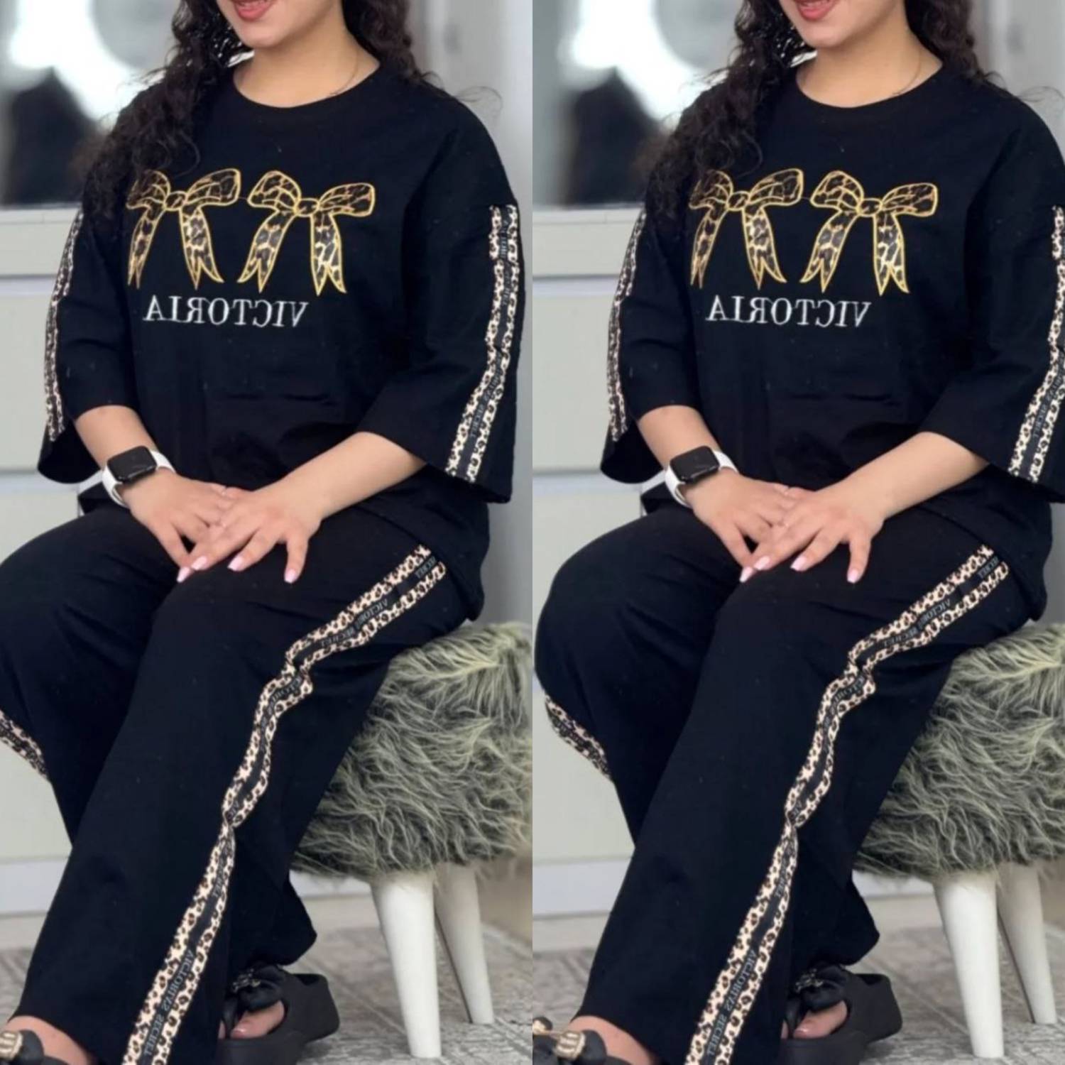 ست  زنانه تیشرت شلوار پنبه گلکسی آرتینا