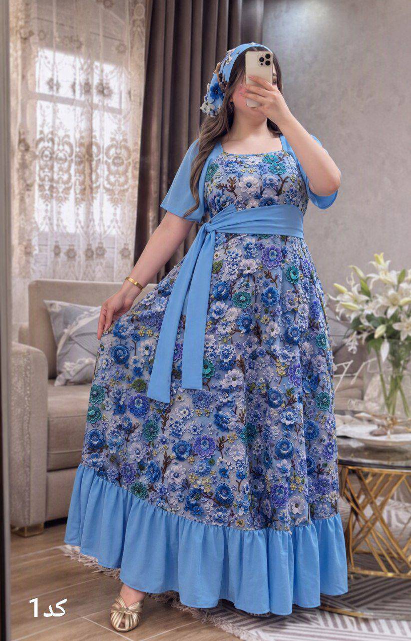ست دوتیکه مرمر پیراهن ساحلی و اسکارف نخی خرجکار مازراتی