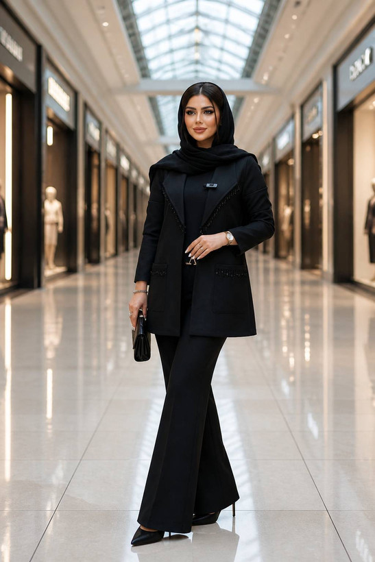 مانتو شلوار زنانه مازراتی گرم بالا وارداتی یاقوت تا سایز ۵۴