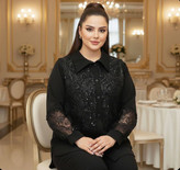 شومیز الیزه با پارچه گیپور پولکدوزی نرگس تا سایز60