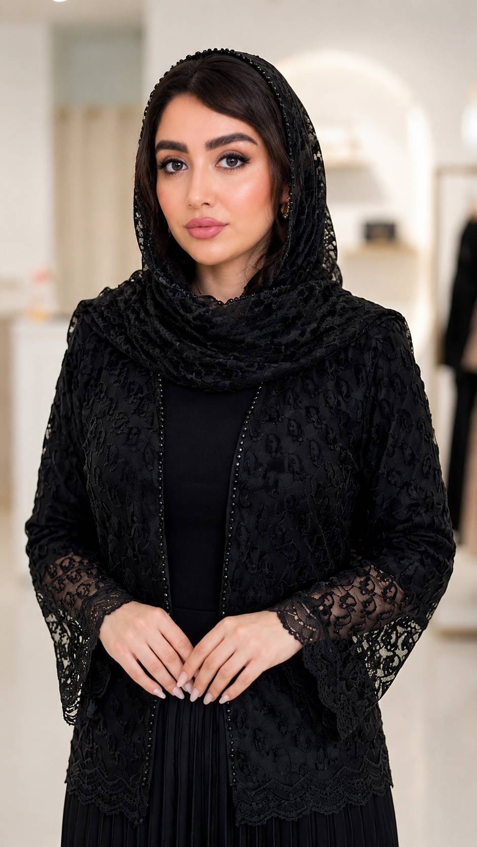 ست کت و دامن مجلسی پلیسه سیلک و تور مخمل کوبی کریستال دوزی شده ساناز