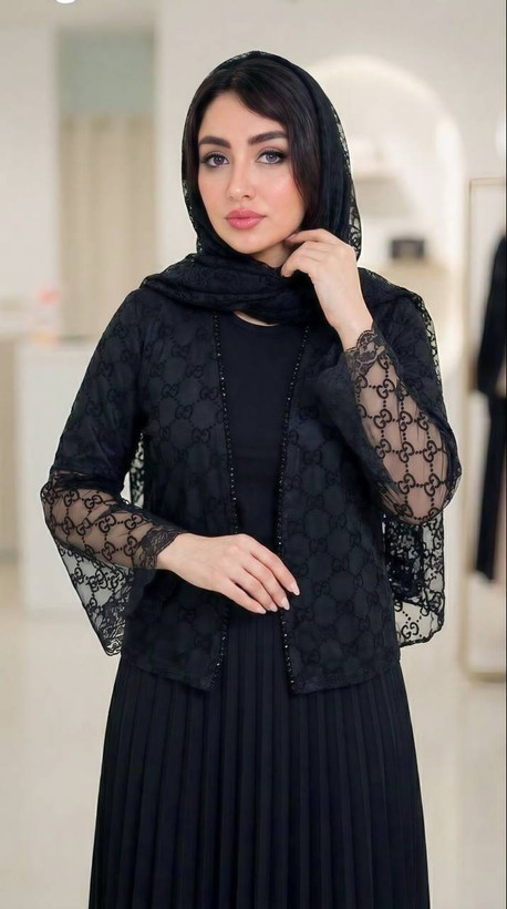 ست کت و دامن مجلسی پلیسه سیلک و تور مخمل کوبی کریستال دوزی شده ساناز