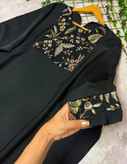 عبایی الیزه با کیفیت خرجکار سوزن دوزی پوراندوخت شکوفه