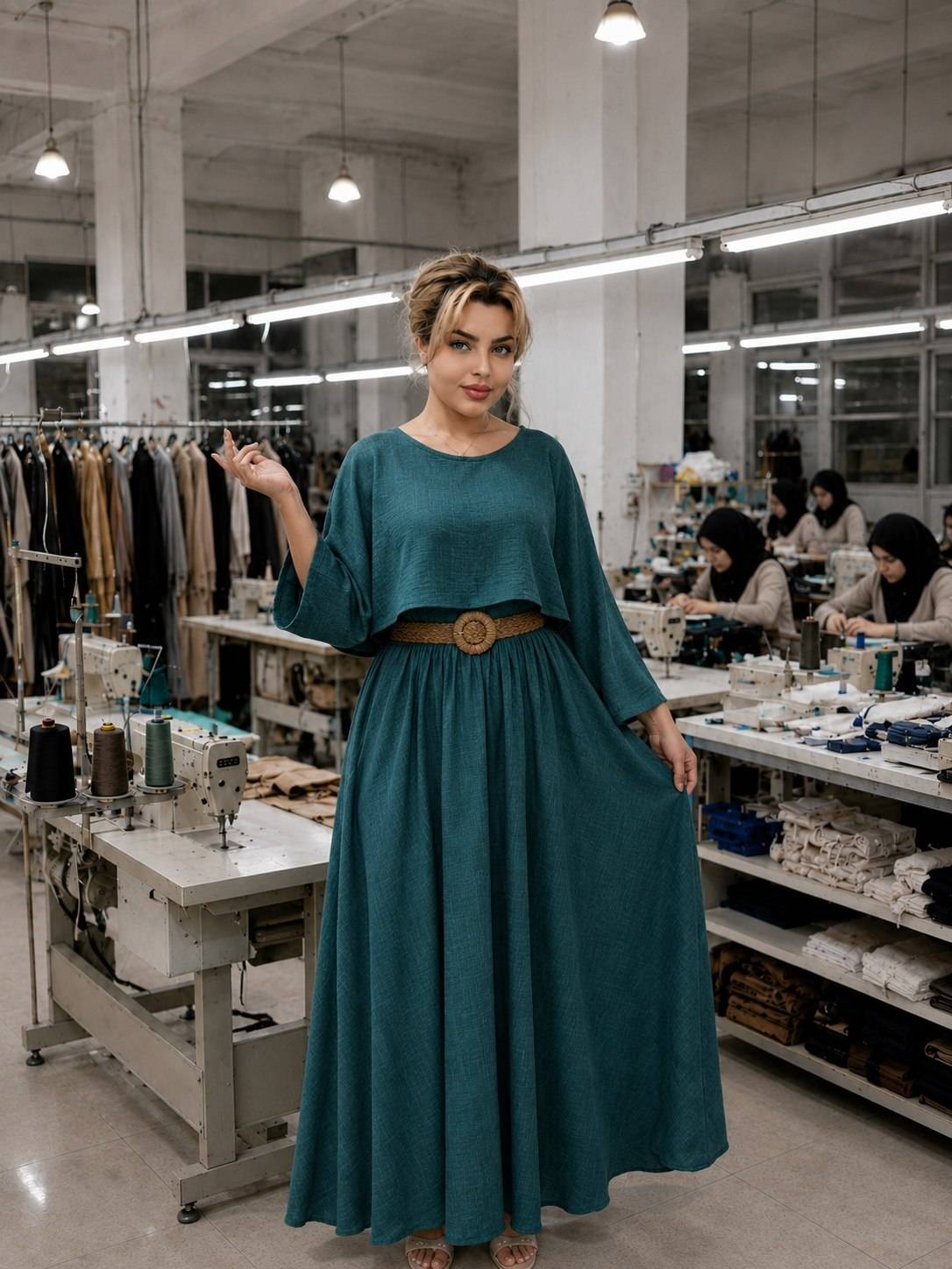 ست زنانه رویه و سارافون شانتون صوفیا اعلا  باکمربند ماه گل
