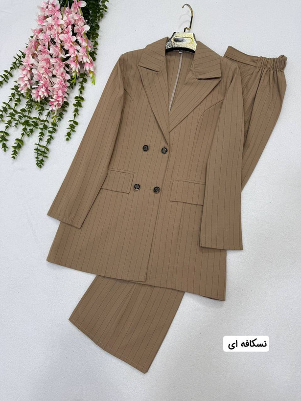 ست کت شلوار زنانه کتان پلاس مدل مهرو
