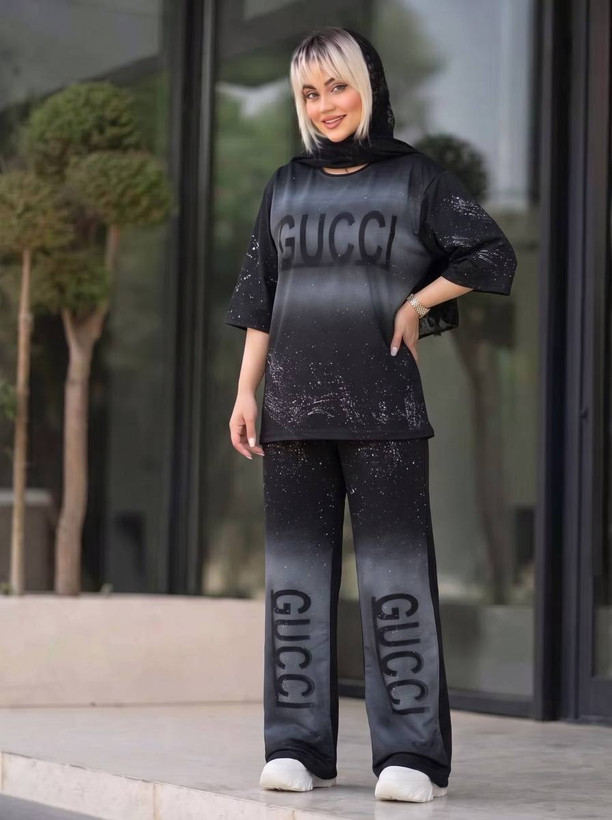 ست تیشرت شلوار پنبه گلکسی مدل شالیا