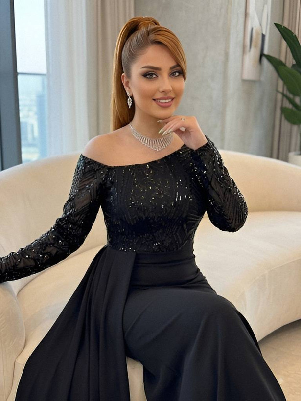 ماکسی مجلسی مازراتی و بالاتنه پولک برجسته رها