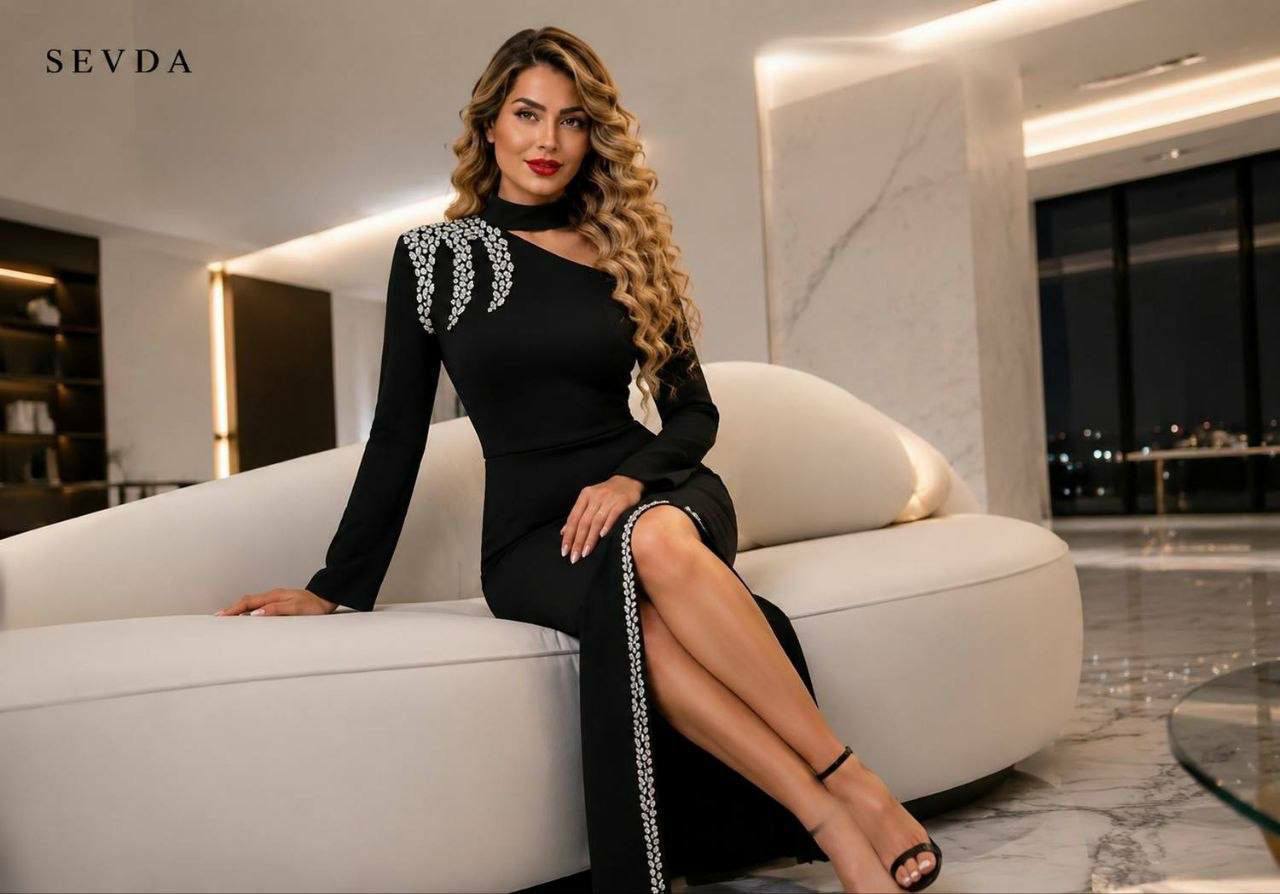 مجلسی میدی غواصی گرم بالا و خرجکار نگین کریستال دوزی مانیسا