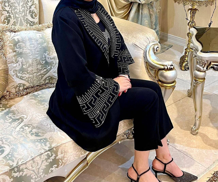 ست مانتو کتی و شلوار مجلسی شیک آستین ورساچ