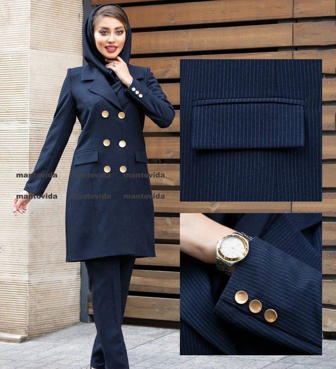 مانتو شلوار اداری زنانه سوپر دیپلمات پرشیا  6 دکمه طلایی  نرگس
