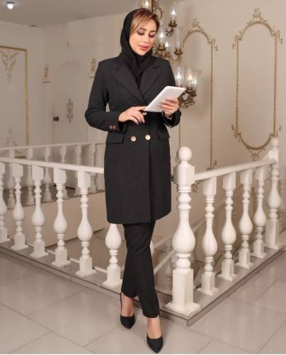 مانتو شلوار اداری زنانه سوپر دیپلمات پرشیا 6 دکمه طلایی نرگس