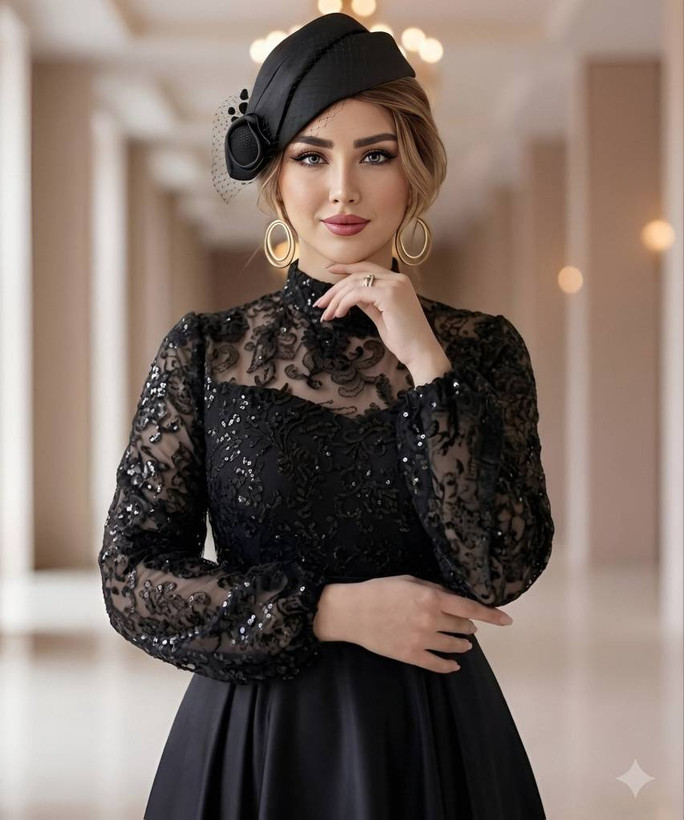 ماکسی مجلسی ساتن آمریکایی خرجکار برجسته و پولک مهوا