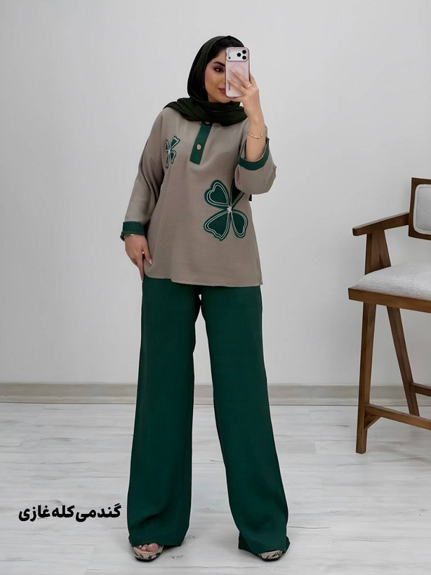 ست شومیزشلوار کنف و شانتون مدل هیلدا حراجی