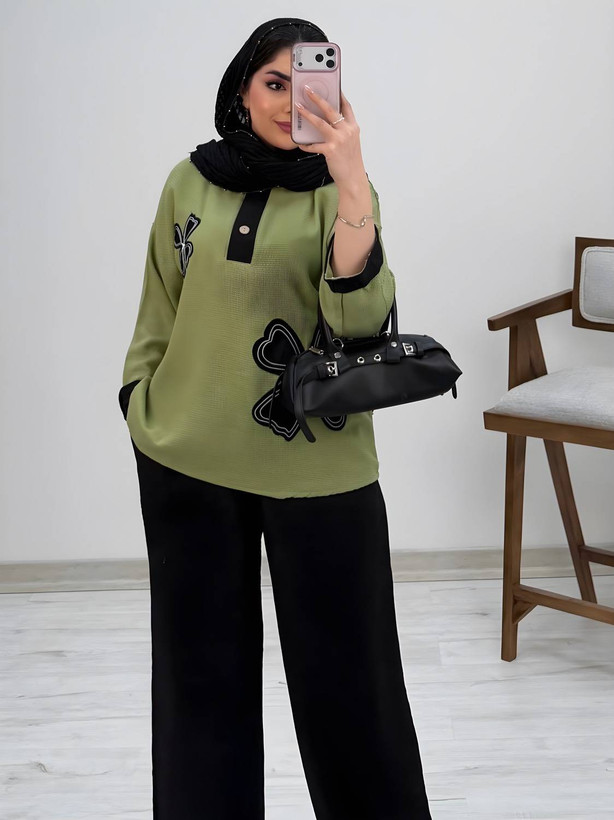 ست شومیزشلوار کنف و شانتون مدل هیلدا حراجی
